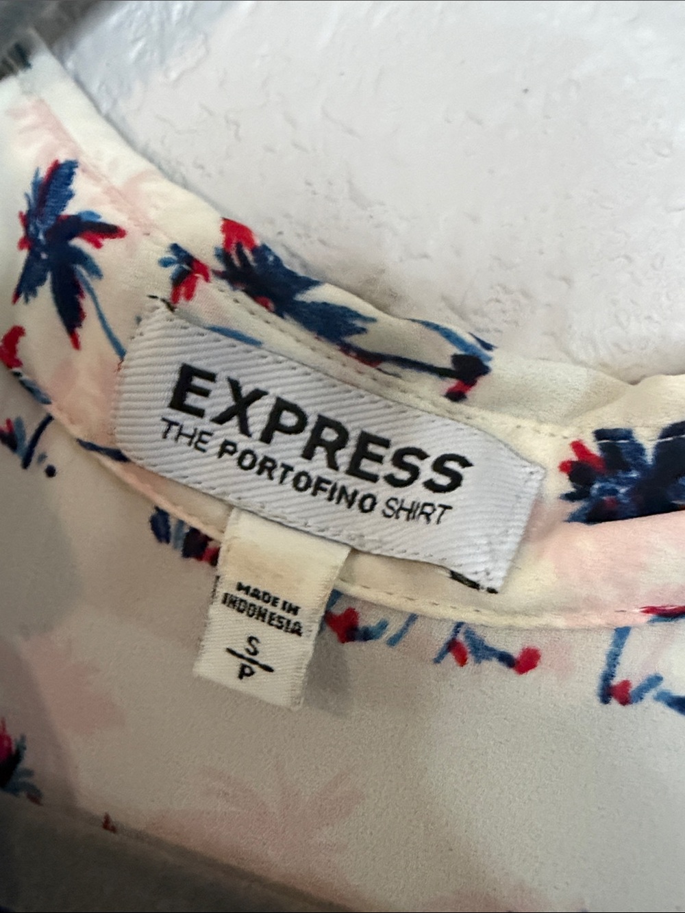 Express Cream Blouse with Blue & Pink Palm Print - Picture 2 of 3